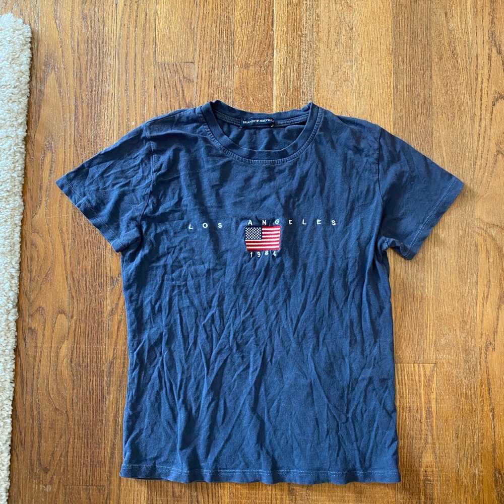 Brandy Melville Navy Blue Los Angeles Baby Tee